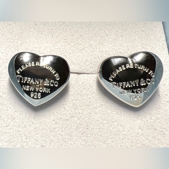 Designer Inspired Stainless Steel Heart Stud Earrings - Picture 3 of 5